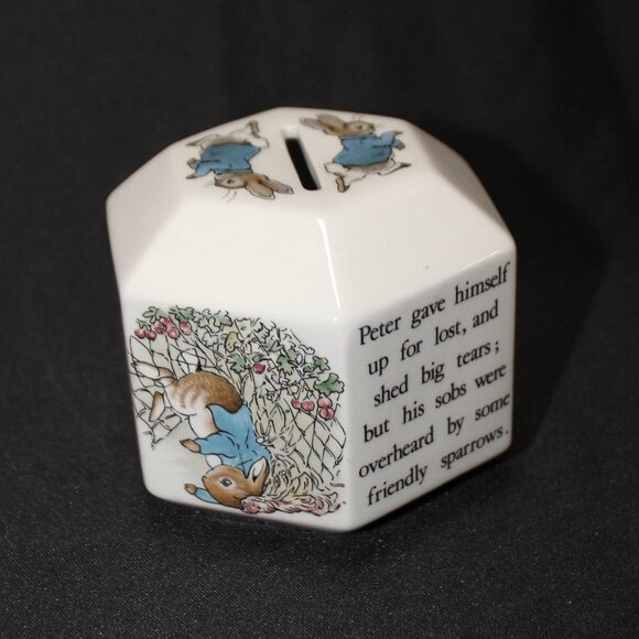 Peter Rabbit Wedgewood Child's Porcelain Bank - Picture 1 of 11
